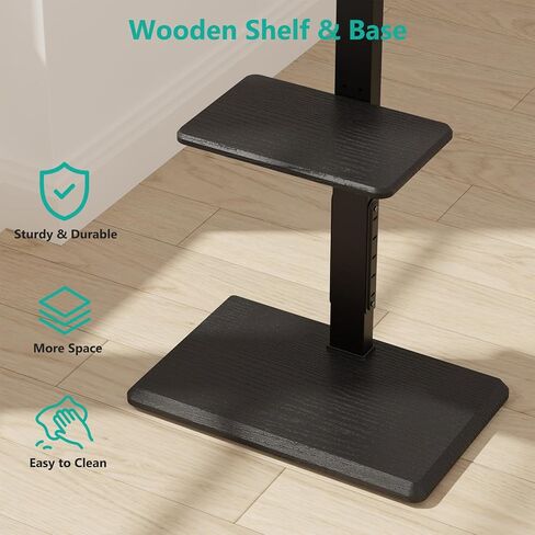 WALI Universal Floor TV Stand,TV Mount Stand with Power Outlet & AV Shelf for 32-70 inch TV, Tall TV Stand for Bedroom Holds up to 110 lbs,Height Adjustable and Wood Base (TVDVD-6P), Black in Saudi Arabia