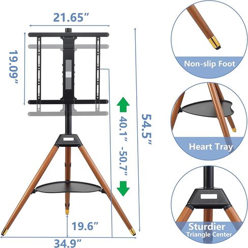 Easel TV Stand, Modern Easel TV Floor Stand, Artistic Corner TV Stand for 55-86inch LED LCD OLED Screens, Height Adjustable, 4 Legs Studio Display Stand for Bedroom, Living Room in Saudi Arabia