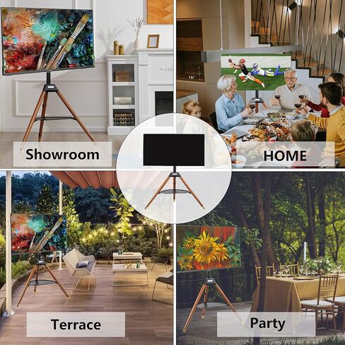 Easel TV Stand, Modern Easel TV Floor Stand, Artistic Corner TV Stand for 55-86inch LED LCD OLED Screens, Height Adjustable, 4 Legs Studio Display Stand for Bedroom, Living Room in Saudi Arabia