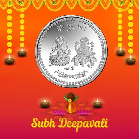 عملة Luxmi Ganesh Ji Diwali Deepawali Dhanteras 10 جرام 999 عملة فضية نقية in Kuwait