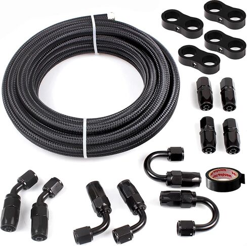 مجموعة خط الوقود المضفر من النايلون MUGE RACING 6AN 12FT CPE، خرطوم خط الوقود مع أطراف خرطوم ومشبك فاصل خرطوم (معرف 0.34 بوصة) in Kuwait