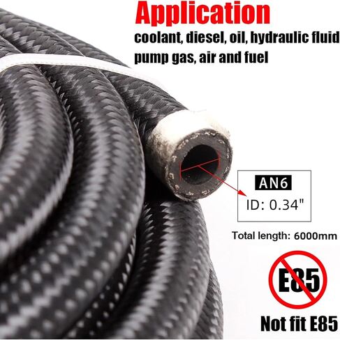 مجموعة خط الوقود المضفر من النايلون MUGE RACING 6AN 12FT CPE، خرطوم خط الوقود مع أطراف خرطوم ومشبك فاصل خرطوم (معرف 0.34 بوصة) in Kuwait