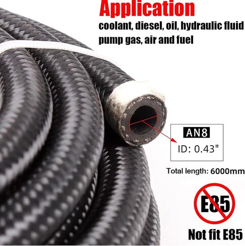 مجموعة خط الوقود المضفر من النايلون MUGE RACING 6AN 12FT CPE، خرطوم خط الوقود مع أطراف خرطوم ومشبك فاصل خرطوم (معرف 0.34 بوصة) in Kuwait