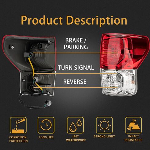 Tail Light Assembly Compatible With 2010-2013 Toyota Tundra Right Passenger Side Rear Brake Lamps Wiring Harness Replaces# 815600C070 815500C090 815600C090 TO2800165 TO2800183 in Saudi Arabia