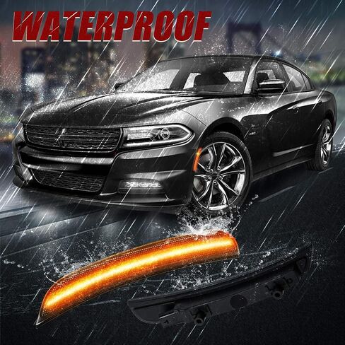 RANSOTO Charger Smoked LED Side Marker Light Compatible with Dodge Charger 2015 2016 2017 2018 2019 2020 2021 2022 Front Lights Amber Rear Lamp Lights Red, Replace 68214405AA, 68214404AA, 68214127AA in Saudi Arabia
