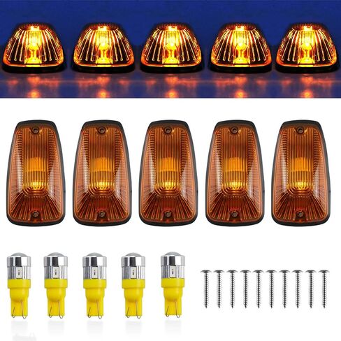 Cab Maker Roof Running Light Cover Base + 5X Amber T10 194 168 5050 LED Light Bulbs for Chevy/GMC C1500 C2500 C3500 K1500 K2500 K3500 1988-2000 Pickup Trucks 264159BK in Saudi Arabia