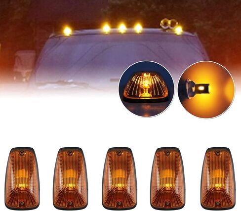 Cab Maker Roof Running Light Cover Base + 5X Amber T10 194 168 5050 LED Light Bulbs for Chevy/GMC C1500 C2500 C3500 K1500 K2500 K3500 1988-2000 Pickup Trucks 264159BK in Saudi Arabia