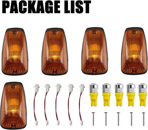 Cab Maker Roof Running Light Cover Base + 5X Amber T10 194 168 5050 LED Light Bulbs for Chevy/GMC C1500 C2500 C3500 K1500 K2500 K3500 1988-2000 Pickup Trucks 264159BK in Saudi Arabia
