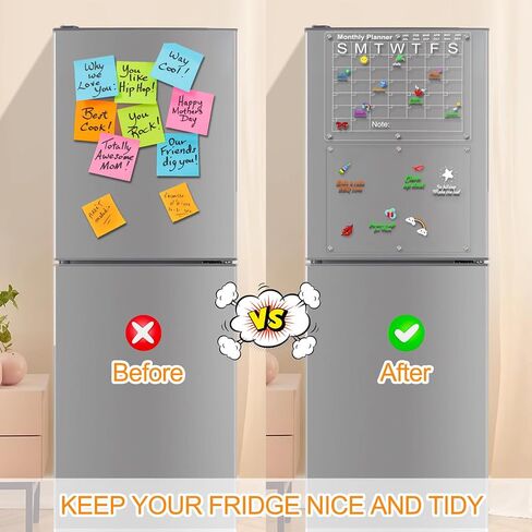 Magnetic Calendar for Fridge 2 Set 16"X12" Clear Acrylic Calendar for Fridge Monthly and Weekly Planning Board Dry Erase Refrigetator Calendar Planner with 12 Colorful Markers in Saudi Arabia