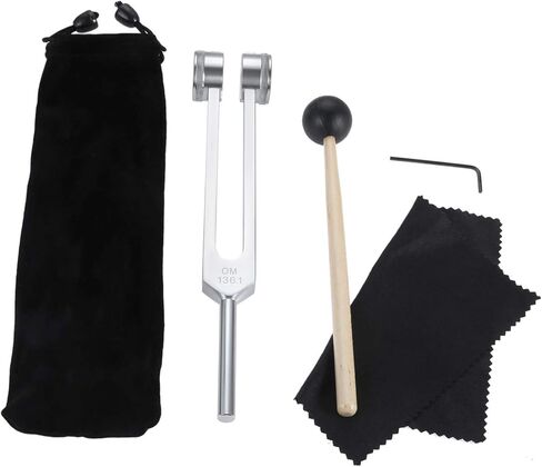 OM 136.1 هرتز شوكة ضبط شاكرا المرجحة للشفاء، شوك ضبط Solfeggio لإصلاح الحمض النووي، علاج طبي، صوت - مع حقيبة مطرقة من السيليكون وقطعة قماش للتنظيف in Kuwait