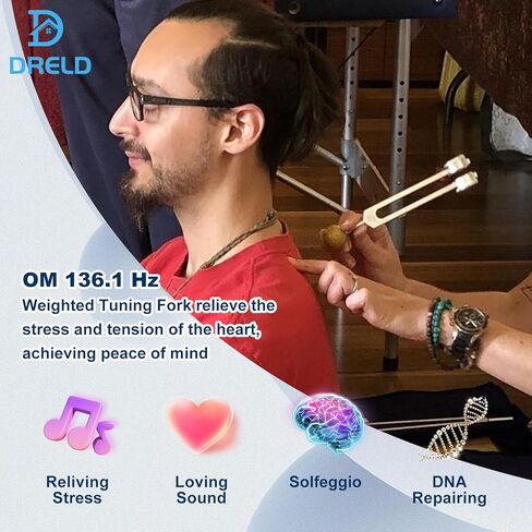 OM 136.1 هرتز شوكة ضبط شاكرا المرجحة للشفاء، شوك ضبط Solfeggio لإصلاح الحمض النووي، علاج طبي، صوت - مع حقيبة مطرقة من السيليكون وقطعة قماش للتنظيف in Kuwait