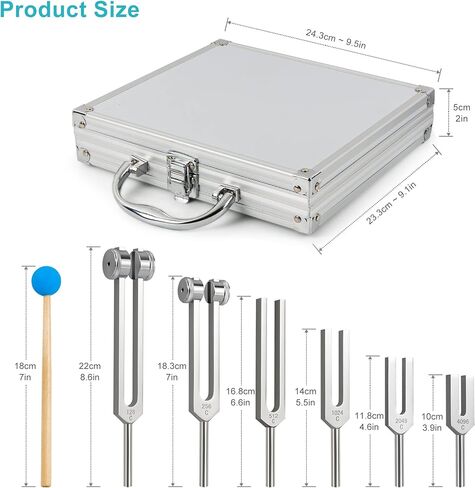 مجموعة أدوات العلاج بالشوكة الرنانة المكونة من 6 قطع 128 هرتز، 256 هرتز، 512 هرتز، 1024 هرتز، 2048 هرتز، 4096 هرتز، مجموعة شاكرا الشوكة الرنانة من سبائك الألومنيوم للعلاج الصوتي، شوكة ضبط مرجحة مناسبة للتأمل in Kuwait