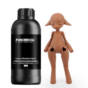 FUNCECOL راتنج الطابعة ثلاثية الأبعاد المقاوم للصدمات، راتنج ثلاثي الأبعاد عالي الدقة مقاوم للاهتراء 405 نانومتر، معالجة سريعة منخفضة الاحتكاك غير لامعة، راتنج فوتوبوليمر لطابعة LCD/DLP/MSLA الراتنج ثلاثية الأبعاد، بيج فاتح 1 كجم