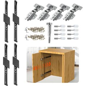 شرائح باب الجيب، مجموعة أجهزة منزلق الباب المحوري، مجموعة أدوات باب جيب الخزانة مناسبة للباب الداخلي، باب الخزانة (أسود، 20 بوصة قطعتان) in Kuwait