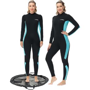 Wetsuits with Waterproof Changing Mat Bag, Upgrade CR Neoprene 3/2mm Full Suits, Ideal Thermal Diving Suit in Cold Water, Back Zip for Surfing Snorkeling Diving Swimming