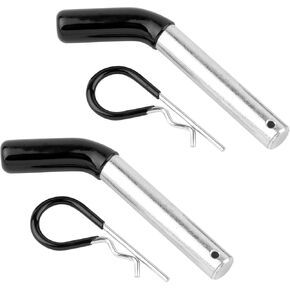 Trailer Hitch Pin & Clip 4 Pack, 5/8 Inch Diameter with Rubber-Coated Vinyl Yellow Grip, Fits 2 Inch Receiver