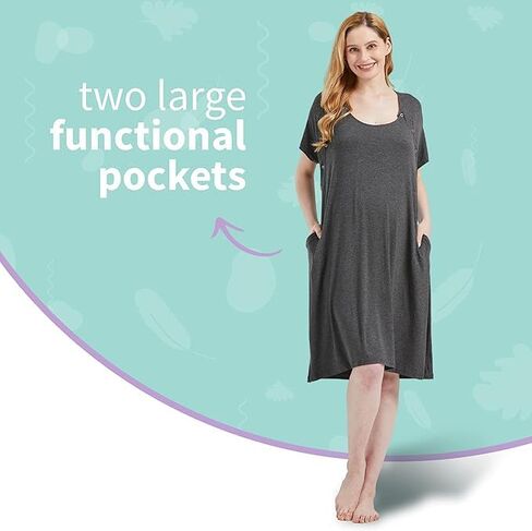 Mama & Wish Labor and Delivery Gown 3 in 1 Labor, Delivery and Nursing Gown for Hospital Made with Ultra-Soft Fabric for Ultimate Comfort! Black (Small) in Saudi Arabia