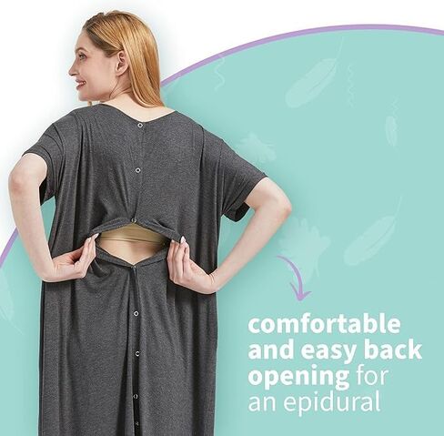 Mama & Wish Labor and Delivery Gown 3 in 1 Labor, Delivery and Nursing Gown for Hospital Made with Ultra-Soft Fabric for Ultimate Comfort! Black (Small) in Saudi Arabia