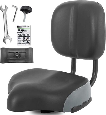 Bike Seat with Backrest, Oversized Comfortable Ergonomic Design Bicycle Saddle for Men and Women Adjustable Height Bike Saddle for Tricycle City Bike Commuter Bike Electric Bike in Kuwait