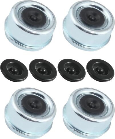4PCS Trailer Bearing Dust Cap,Wheel Bearing Caps for Trailers,Car Accessories Trailer Hub Cap with 4 Rubber Plugs,Grease Caps for Trailer Hubs,Fit for Boat Trailer (1.98 Inch for 2000 to 3500 lb) in Kuwait