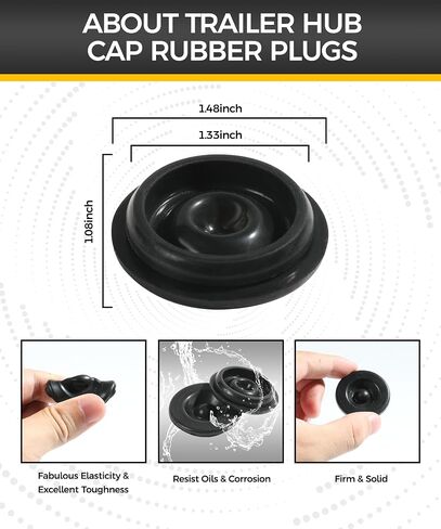 4PCS Trailer Bearing Dust Cap,Wheel Bearing Caps for Trailers,Car Accessories Trailer Hub Cap with 4 Rubber Plugs,Grease Caps for Trailer Hubs,Fit for Boat Trailer (1.98 Inch for 2000 to 3500 lb) in Kuwait