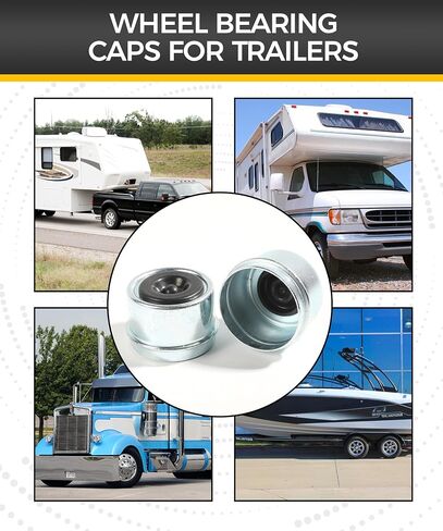 4PCS Trailer Bearing Dust Cap,Wheel Bearing Caps for Trailers,Car Accessories Trailer Hub Cap with 4 Rubber Plugs,Grease Caps for Trailer Hubs,Fit for Boat Trailer (1.98 Inch for 2000 to 3500 lb) in Kuwait