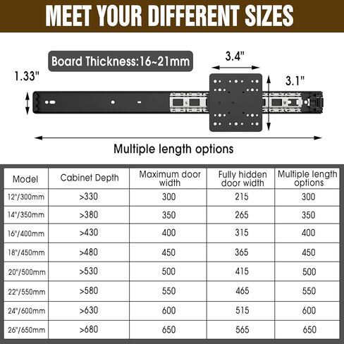شرائح باب الجيب، مجموعة أجهزة منزلق الباب المحوري، مجموعة أدوات باب جيب الخزانة مناسبة للباب الداخلي، باب الخزانة (أسود، 20 بوصة قطعتان) in Kuwait
