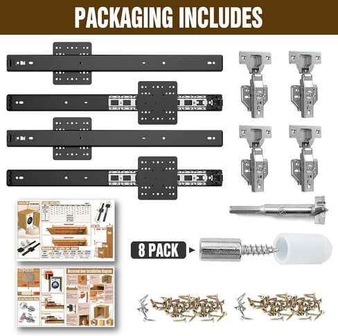 شرائح باب الجيب، مجموعة أجهزة منزلق الباب المحوري، مجموعة أدوات باب جيب الخزانة مناسبة للباب الداخلي، باب الخزانة (أسود، 20 بوصة قطعتان) in Kuwait