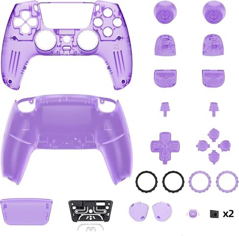 مجموعة كاملة من أزرار غطاء لوحة اللمس المعاد تصميمها من eXtremeRate Luna متوافقة مع وحدة تحكم ps5 BDM-030 BDM-040، حافظة غطاء علوي سفلي بديل أسود شفاف متوافقة مع وحدة تحكم ps5 in Saudi Arabia