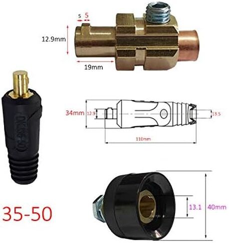 RIVERWELD TIG Welding Cable Panel Connector-plug and Socket Dinse Dinze DKZ35-50 Quick Fitting 315Amp 2pcs in Kuwait