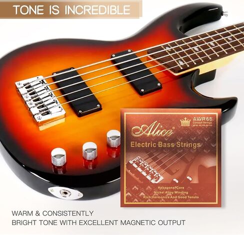Bass Guitar Strings, Alice Bass String 5 Strings Medium Gauge 45-130 Nickel Alloy Winding String with Nickel-Plated Ball-End for 5 Strings Electric Bass in Kuwait