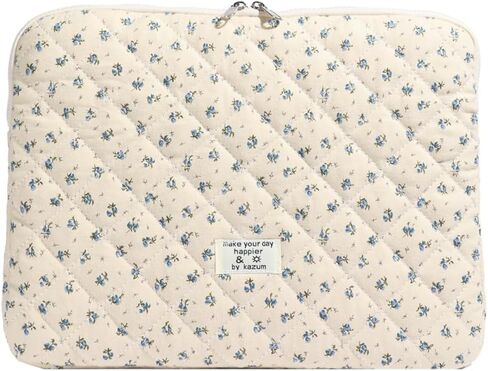 حقيبة كمبيوتر محمول منتفخة لطيفة، حقيبة كمبيوتر محمول مبطنة مقاس 14 بوصة مطبوعة على شكل زهرة، ملحقات غطاء مبطنة ناعمة واقية من الزهور، متوافقة مع كمبيوتر محمول مقاس 14 بوصة in Kuwait