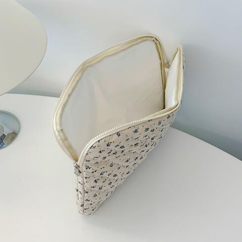 حقيبة كمبيوتر محمول منتفخة لطيفة، حقيبة كمبيوتر محمول مبطنة مقاس 14 بوصة مطبوعة على شكل زهرة، ملحقات غطاء مبطنة ناعمة واقية من الزهور، متوافقة مع كمبيوتر محمول مقاس 14 بوصة in Kuwait