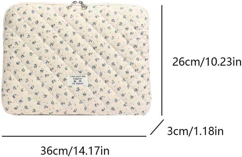 حقيبة كمبيوتر محمول منتفخة لطيفة، حقيبة كمبيوتر محمول مبطنة مقاس 14 بوصة مطبوعة على شكل زهرة، ملحقات غطاء مبطنة ناعمة واقية من الزهور، متوافقة مع كمبيوتر محمول مقاس 14 بوصة in Kuwait