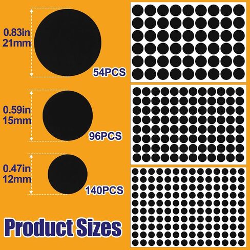 ANCIRS 285 Pcs Self-Adhesive Screw Cover Stickers, 3 Sizes PVC Non-Faded Screw Hole Cover Caps, Dustproof Sticky Decals for Furniture Cabinet -White (12mm 15mm 21mm) in Kuwait