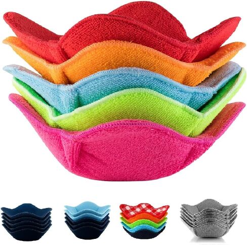 وعاء SHILA Snuggies، مجموعة متعددة الألوان مكونة من 5 حوامل للأطباق الساخنة آمنة للاستخدام في الميكروويف للحفاظ على يديك باردة وطعامك دافئًا، وسادات أطباق مقاومة للحرارة من البوليستر والإسفنج لأوعية الحساء والأرز والمعكرونة in Kuwait