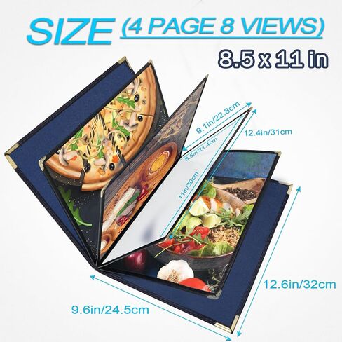 2-Pack Restaurant Menu Covers 8.5 x 11 - Menu Holder 4 Page 8 View, Menu Book Menu Sleeves for Restaurant, Bar, Café in Kuwait