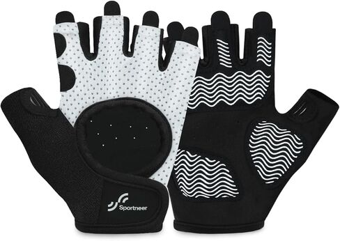 Sportneer Workout Gloves for Men & Women, Full Palm Protection Breathable Exercise Gloves w/Curved Open Back, Lightweight Fitness Gloves for Pull Up, Dumbbells, Cycling, Rowing in Kuwait