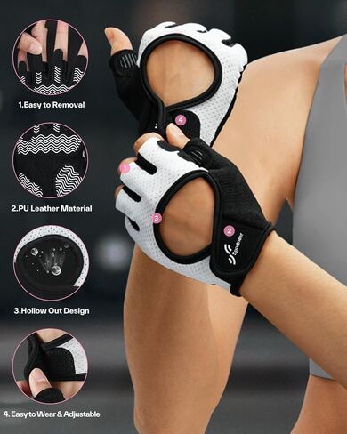 Sportneer Workout Gloves for Men & Women, Full Palm Protection Breathable Exercise Gloves w/Curved Open Back, Lightweight Fitness Gloves for Pull Up, Dumbbells, Cycling, Rowing in Kuwait