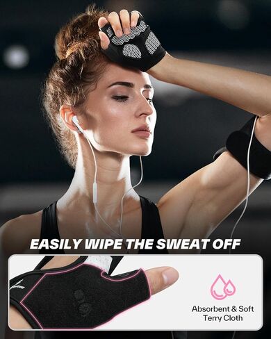 Sportneer Workout Gloves for Men & Women, Full Palm Protection Breathable Exercise Gloves w/Curved Open Back, Lightweight Fitness Gloves for Pull Up, Dumbbells, Cycling, Rowing in Kuwait