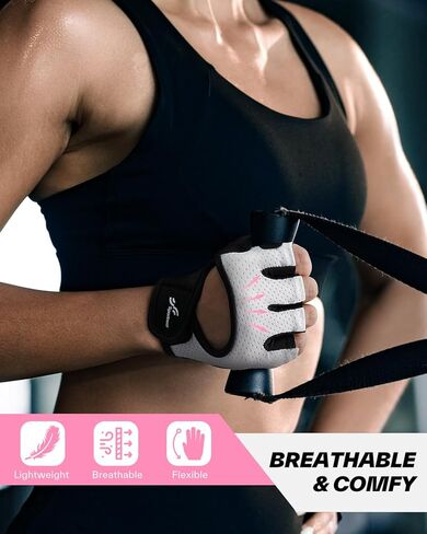 Sportneer Workout Gloves for Men & Women, Full Palm Protection Breathable Exercise Gloves w/Curved Open Back, Lightweight Fitness Gloves for Pull Up, Dumbbells, Cycling, Rowing in Kuwait