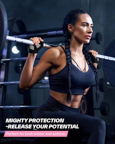 Sportneer Workout Gloves for Men & Women, Full Palm Protection Breathable Exercise Gloves w/Curved Open Back, Lightweight Fitness Gloves for Pull Up, Dumbbells, Cycling, Rowing in Kuwait