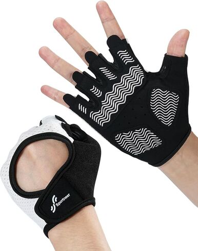 Sportneer Workout Gloves for Men & Women, Full Palm Protection Breathable Exercise Gloves w/Curved Open Back, Lightweight Fitness Gloves for Pull Up, Dumbbells, Cycling, Rowing in Kuwait