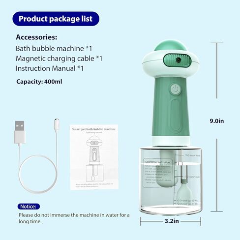 NRYDEPET Electric Dog Cleaning Foam Machine, Automatic Dog Soap Dispenser for Bath, Rechargeable Pet Shampoo Mixing Bottle for Cleaning, IPX7 Waterproof Dog Bath Supplies for Dog Cat Puppy Children in Saudi Arabia