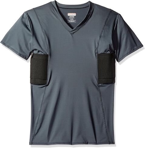 Mens Concealment V-Neck Compression Shirt, Black, Size: XXLarge in Kuwait