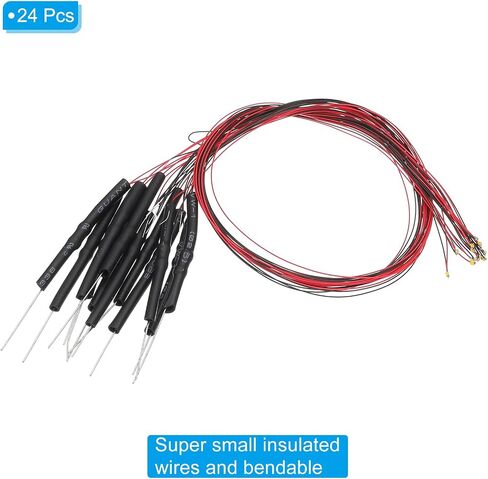 PATIKIL 0805 Pre-Wired Micro LED, 24 Pcs 3-6V Pre-soldered Mini Light Emitting Diodes Surface Mount Device for Model Building, DIY, Science Projects, 9.8" Length, Colorful Slow Flash in Kuwait
