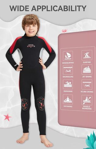 XUKER Kids Wetsuit for Boys Girls Toddlers 3mm Thermal Full Length Back Zip Wetsuit in Kuwait