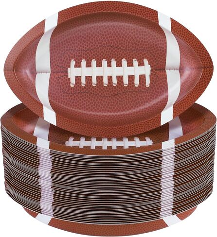 25 Pieces Football Plastic Serving Trays 11.5 x 7.5 Inch Football Party Plates Football Snack Serveware for Game Day Football Party Decorations Sports Game Birthday Party in Kuwait