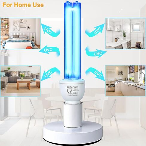 25 Watts UVC Light Bulb with Ozone, UV Light for Bedroom/Bathroom/Closet/Kitchen, 185nm Wavelength Covers up to 400sq.ft, E26 110V CTUV-25 in Kuwait