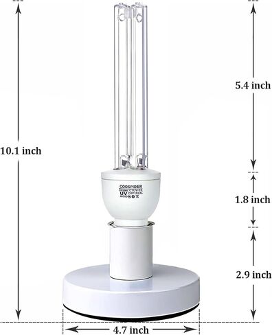 25 Watts UVC Light Bulb with Ozone, UV Light for Bedroom/Bathroom/Closet/Kitchen, 185nm Wavelength Covers up to 400sq.ft, E26 110V CTUV-25 in Kuwait